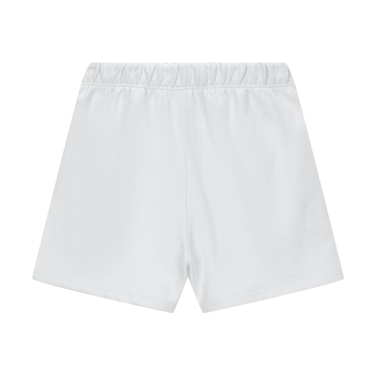 CR3MO Badge Sweat Shorts: Lucent White