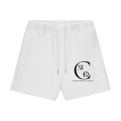 CR3MO Badge Sweat Shorts: Lucent White