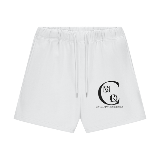 CR3MO Badge Sweat Shorts: Lucent White